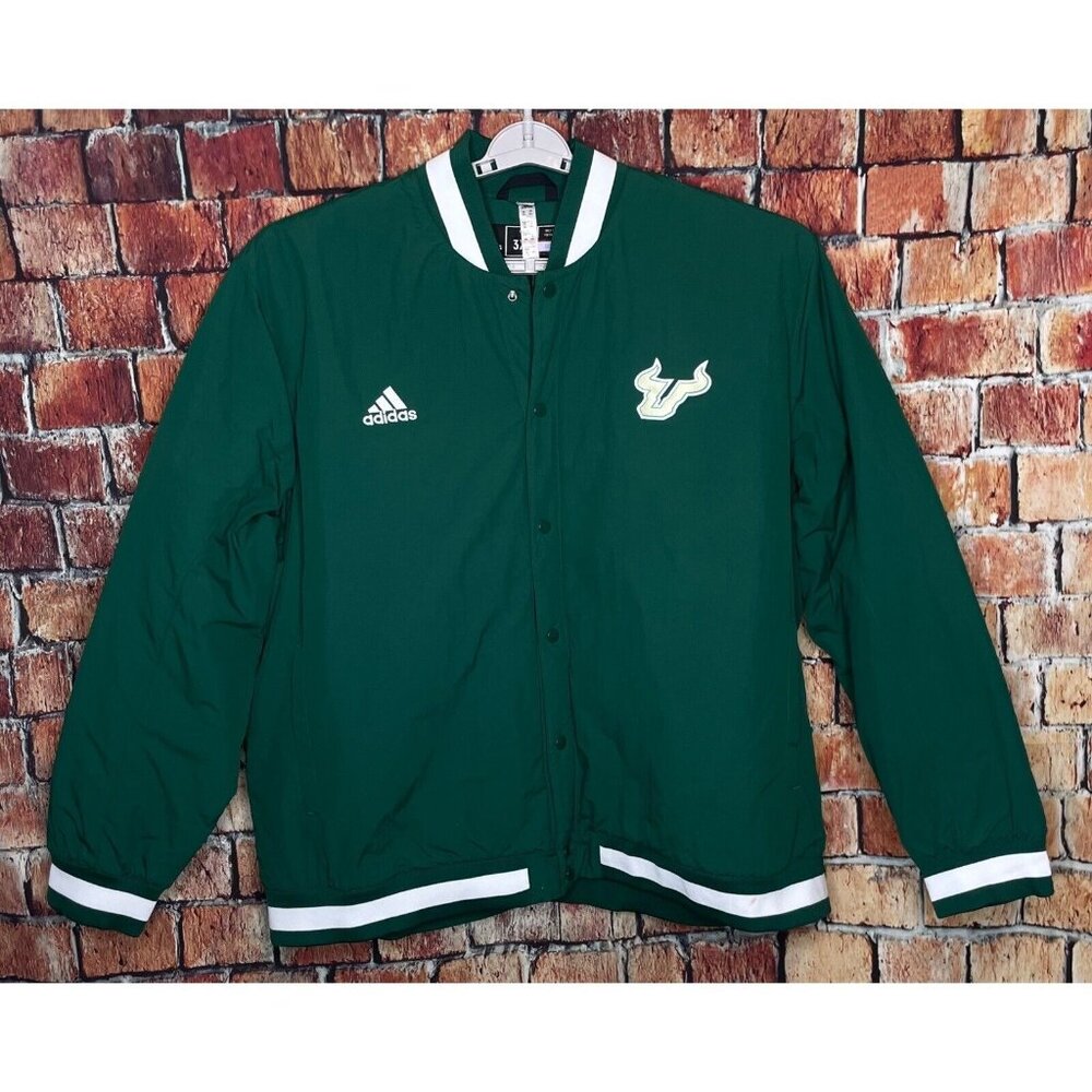 NWT South Florida USF Football Player Issued Adidas Snap Front Lined Jacket 3XL
